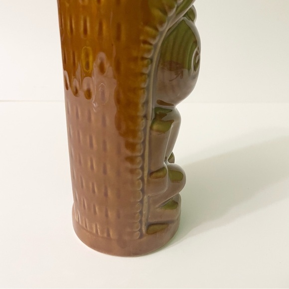 Tiki Brown Glaze Ceramic Barware Tall Mug Cup Vase Kahuna God DW114 - Picture 12 of 16